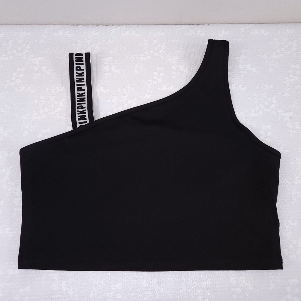 Victoria's Secret Ultimate Logo Strap Crop Bra Top LARGE Black - Picture 3 of 8